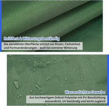 Чохол для парасольки/маркетки: захист від сонця та УФ-променів, діаметр до 400 см, 300x300 см, коричневий/зелений (240x57/57 см)