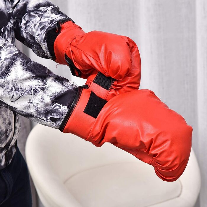 Набір для перфорації HOMCOM, Боксерський тренувальний набір, сумка для боксу з червоними рукавичками, регульована по висоті з поліуретану сталі поліетилену ø48 x H136-154 см