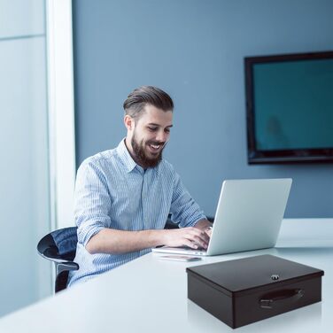 Вогнестійкий сейф для документів з ключовим замком, 33.5x28x10.5 см, чорний