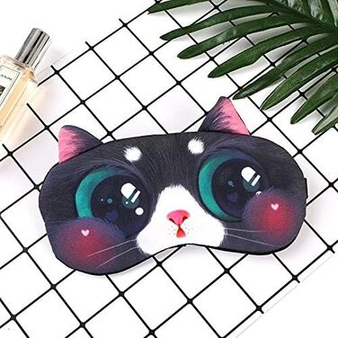 Набір з 8 масок для сну милий кіт собака, м'які та пухнасті, для дівчат, дам, Daydreams (60 символів)