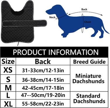 Зимова куртка MOREZI Dachshund, водонепроникна, вовна, регульована, чорна, S (довжина спинки 36-38 см)