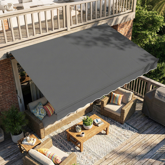 Розтяжна маркіза Gelenkarmmarkise 350 x 300 см, включаючи ручку та кріплення для стіни, кут регулюється