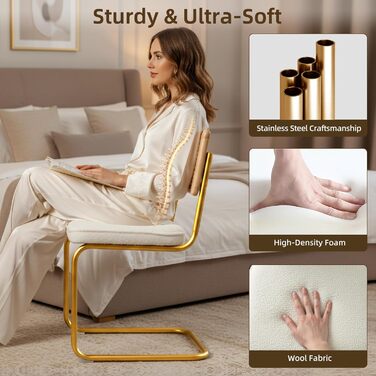 Набір з 2-х м'яких крісел CangLong для вітальні, кухні та їдальні, з масивними дерев'яними ніжками (кремовий)