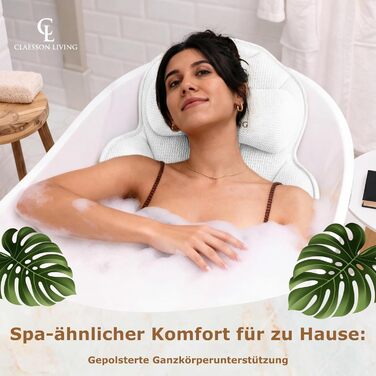 Подушка для ванни повне тіло (152x56 см) з підголівником (11 см) - біла. Підтримка шиї, спини та ніг. З сумкою для прання та подорожей, гачком для сушіння.