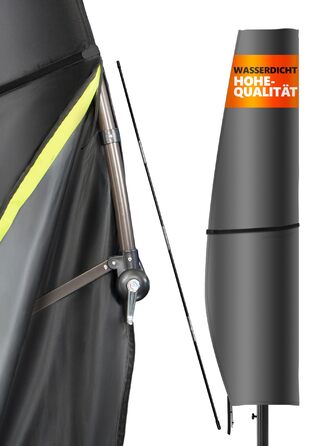 Чохол для парасольки Menz, 2-4 м, 420D Oxford, водонепроникний, UV-стійкий, вітростійкий, для саду (Антрацит, 265x40/70/50 см)