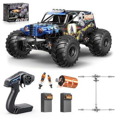 Радіокерований автомобіль 1/14 Brushless 70 км/год, 4WD, з амортизаторами, 2x LiPo акумулятори (Синій)