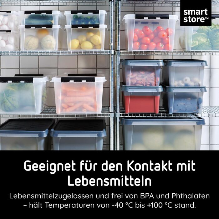 Ящик для зберігання під ліжком SmartStore з кришкою, 4 упаковки, посилений, великий, прозорий, із застібкою, можна штабелювати, пластик без вмісту BPA, 72 x 40 x 19 см (Д x Ш x В) (2 x 52 л та 1 x 32 л, 3 упаковки)