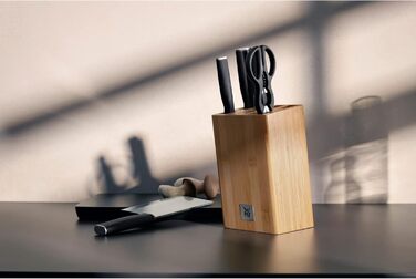 Набір ножів WMF Kineo з підставкою (6 предметів), Made in Germany: 4 ножі, кухоні кусачки, бамбукова підставка, Performance Cut, сталь Messerblock Asia