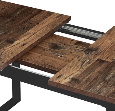 Розсувний обідній стіл B&D Home Anna | 120-160 x 80 см | на 4-6 осіб | з масиву дерева Texas-Eiche | чорне металеве підстав'я | для кухні та їдальні | стиль скандинавський, індустріальний