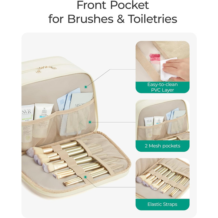 Сумка для косметики BAGSMART для жінок, велика дорожня косметичка, об'ємна косметична сумка, сумка для макіяжу та косметики з ручкою, чорна