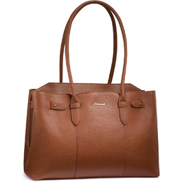 LOVEVOOK Сумка для ноутбука 15.6 дюймів, жіноча, велика, торбинка-шопер, шкіряна, водонепроникна, для роботи, навчання, офісу, універсальна, коричнева