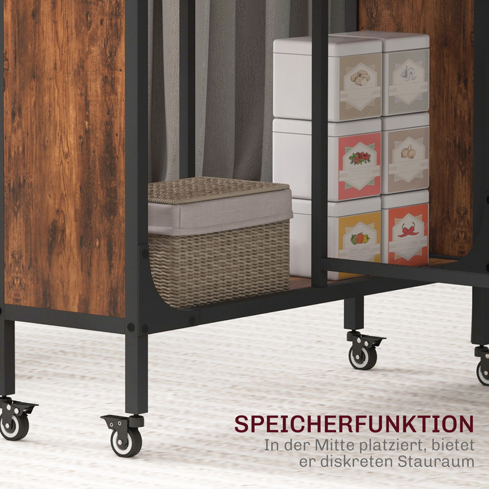 Розкладний обідній стіл, мобільний розкладний стіл на 6 осіб, з полицею, витримує до 50 кг, розміри 130 x 80 x 74 см, темно-коричневий