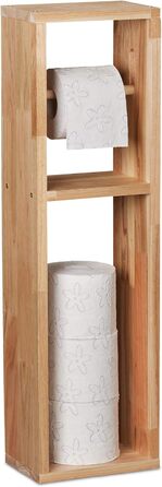 Тримач для туалетного паперу Relaxdays, деревина горіха, для настінного або вертикального монтажу, змінний тримач рулону ВхШхГ 70x20x13 см, натуральний
