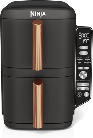 Фритюрниця Ninja Foodi FlexDrawer Dual Zone Air Fryer AF500EUCP, 9.5L, 7-в-1, Чорний & Мідний, з антипригарним покриттям