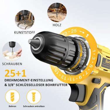 Набір інструментів Sundpey 170 предметів з акумуляторним дрилем-шуруповертом 21V, 2.0Ah, жовтий кейс для дому та ремонту