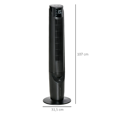 Повітряний охолоджувач HOMCOM Column Fan Tower Fan 2-в-1 - 4 режими 3 швидкості, пульт дистанційного керування, таймер, поворотний - чорний
