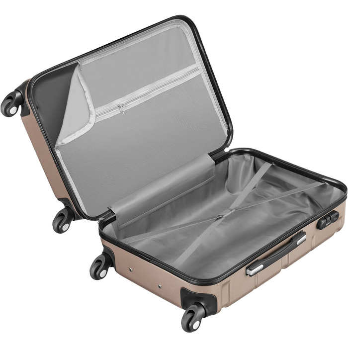 Набір валіз Zelsius 4 шт. з ABS, з кодовим замком, 4 колеса, внутрішній роздільник | Набір валіз з твердим корпусом, велика валіза, набір багажу, ручна валіза (шампань, 3 шт.)