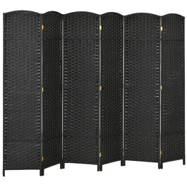 Роздільник простору на 6 панелей, складаний ширмовий екран, перегородка для вітальні, спальні, домашнього офісу, чорного кольору