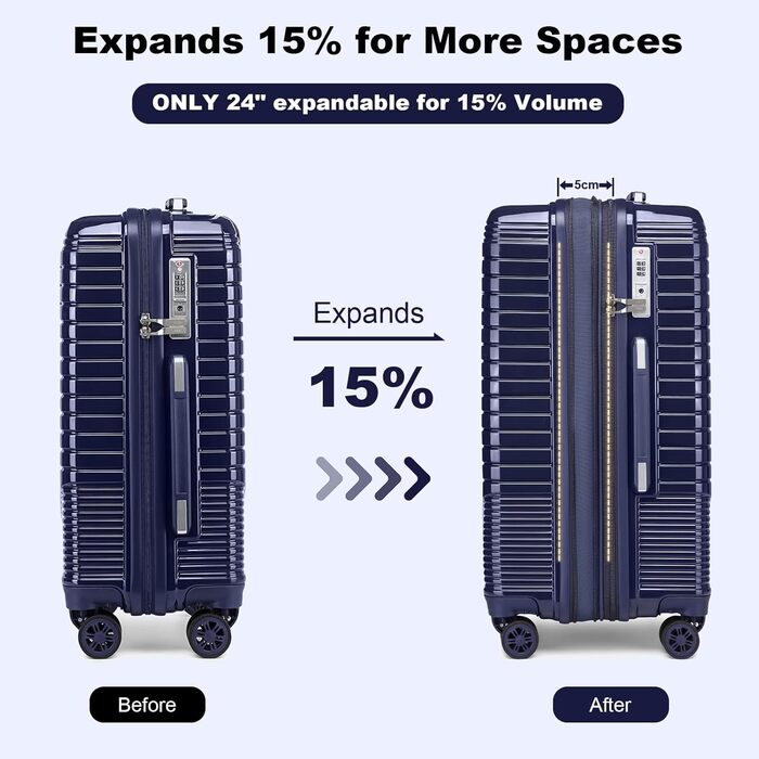 Набір валіз Sea Choice 4 в 1: S/M/L/XL, з жорстким корпусом, розширюваний, з TSA-замком, YKK блискавкою, темно-синій