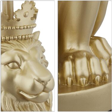 Настільна лампа Relaxdays Lion, настільна лампа з тканинним абажуром, E27, чудова приліжкова лампа, В x Г 47,5 x 25 см, білий/золотий