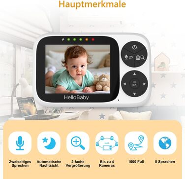 Радіоняня HelloBaby з камерою та екраном 3.2