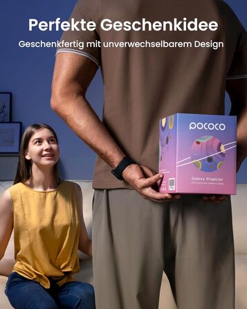 Проєктор зоряного неба POCOCO Sternenhimmel: LED-проектор галактики, планетарій для дітей та дорослих, нічник з ауророю, 2 диски, таймер, рожево-блакитний