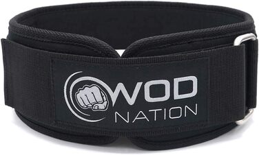 Пояс для важкої атлетики WOD Nation - нейлоновий пояс 10,2 см з міцною опорою для станової тяги, присідань і важкої атлетики - чоловічі та жіночі розміри Black L