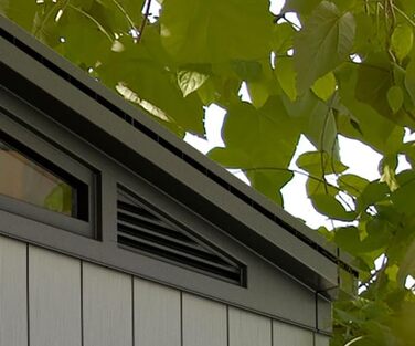 Садовий будинок Keter Artisan Gerätehaus 214x218x226 см, сірий (9x7) – вуличний, з підлогою, односхилий дах, подвійні двері та вікна, для зберігання речей на вулиці, 8,3 м³