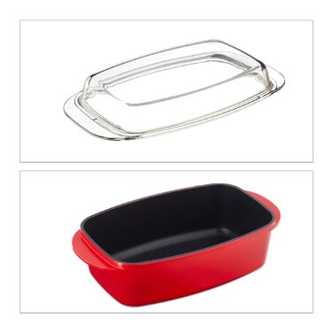 Каструля для тушкування Relaxdays з кришкою, червона