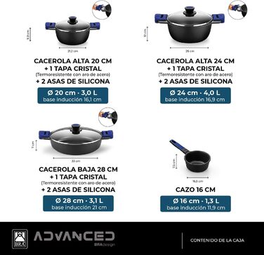 Набір посуду BRA Advanced з алюмінію з антипригарним покриттям, 4 предмети, для всіх типів плит (індукція)