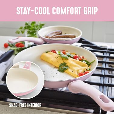 Набір посуду GreenLife Soft Grip 8 предметів: антипригарне покриття, кераміка, рожевий колір, з кришками, для приготування та тушкування