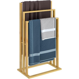 Підставка для рушників CASARIA® бамбукова, дерев'яна, на 3 стійки, 82 x 40 x 24 см, з полицею, для ванної кімнати, без свердління, сходинкова
