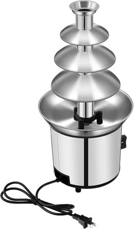 Шоколадний фонтан SABUIDDS з нержавіючої сталі, 4 рівні, з функцією плавлення. Підходить для шоколаду, сиру, солодощів та лікеру. Ідеальний для бранчів, вечірок, святкування Нового року та Різдва.