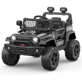 Дитячий електромобіль 12V з пультом, амортизацією, LED, Bluetooth, 2 швидкості, для дітей 3-8 років (білий/чорний)