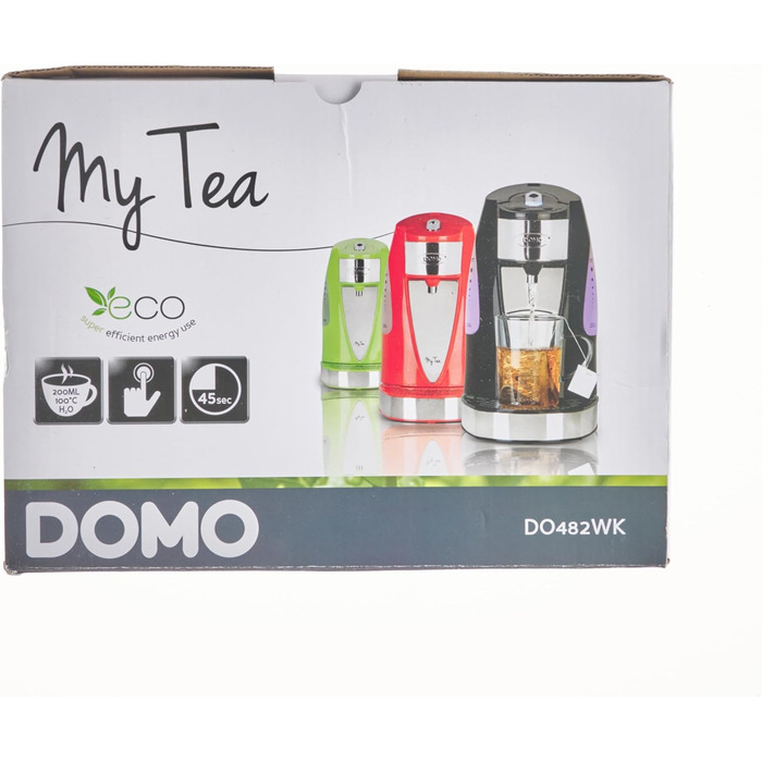 Чайник Domo DO482WK My Teakettle, Пластик, 1,5 літра, Нержавіюча сталь, Білий 1,5 літра Чорний