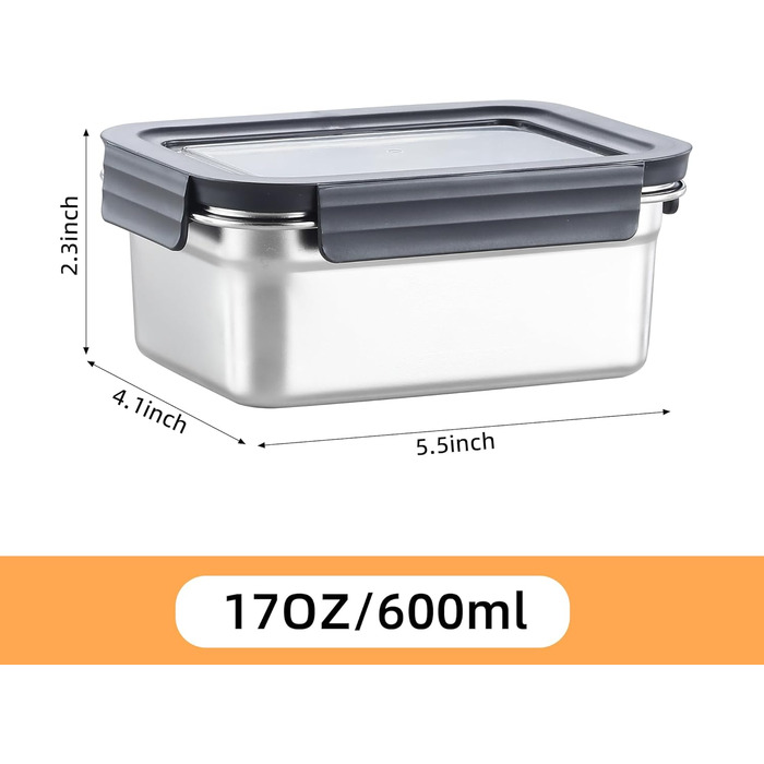 Набір контейнерів для їжі Misichao з нержавіючої сталі (3 шт x 600 мл) - герметичні, для кухні та обіду