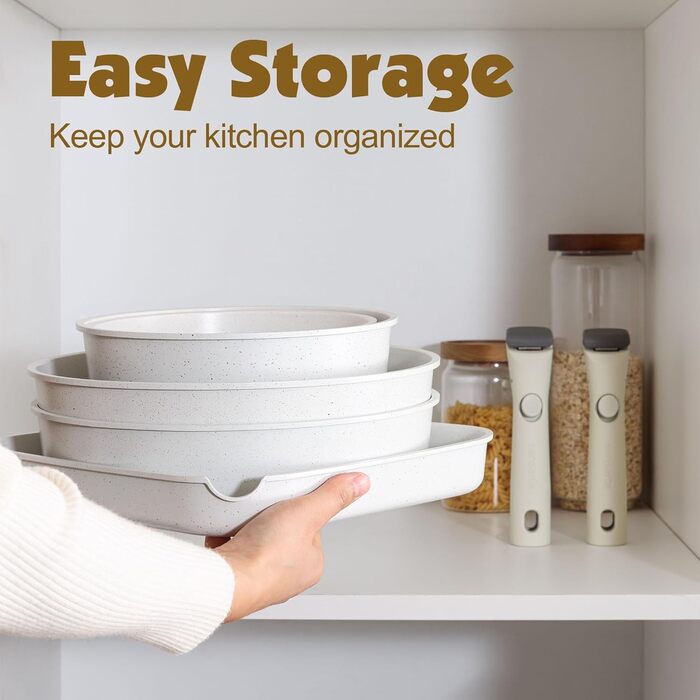 Набір каструль SENSARTE з керамічним покриттям, 17 предметів, антипригарне, для всіх плит, безпечне (без PFAS, PTFE, PFOA, PFOS)