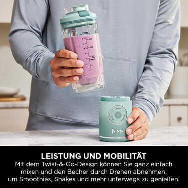 Портативний блендер Ninja Blast Max: 570 мл, акумулятор, 3 функції, для смузі та протеїнових коктейлів (BC251EULD)