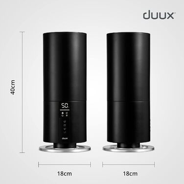 Зволожувач Duux Beam Mini 2 з ультразвуковим керуванням за допомогою пульта дистанційного керування та смартфона - Потужний зволожувач повітря - Кімнатний зволожувач 3 л до 30 м - Зволожувач повітря Спальня Чорний