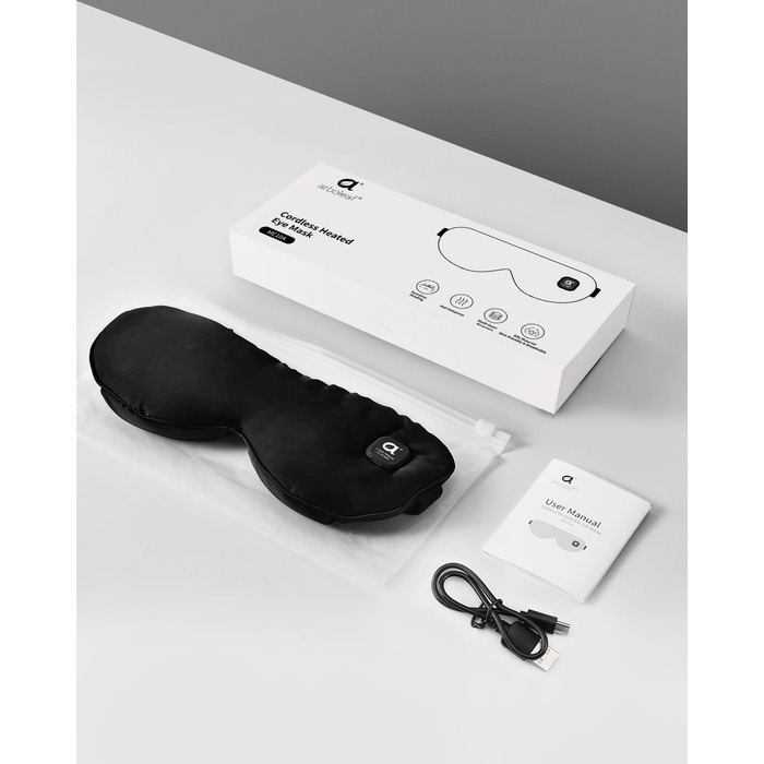 Окуляри-маска для очей Arboleaf з підігрівом: для сухих очей та кращого сну, 3 режими, знімна, для релаксації, чорний колір