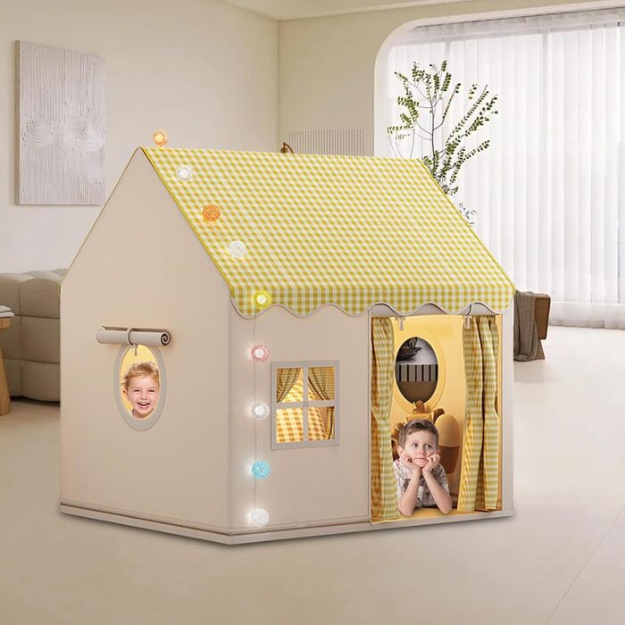 Дитячий намет-халапа для гри вдома | Халапа-замок для дітей, великий намет для ігор у приміщенні, міцний намет для дітей, жовтий колір