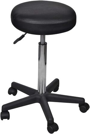 Стілець на коліщатках VidaXL, робочий стілець, обертовий стілець, косметичний стілець, офісне крісло (2 шт., чорний)