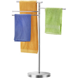 Підлоговий тримач для рушників YOFOVI, срібляний, з 4 поворотними руками, нержавіюча сталь, 101,6 см