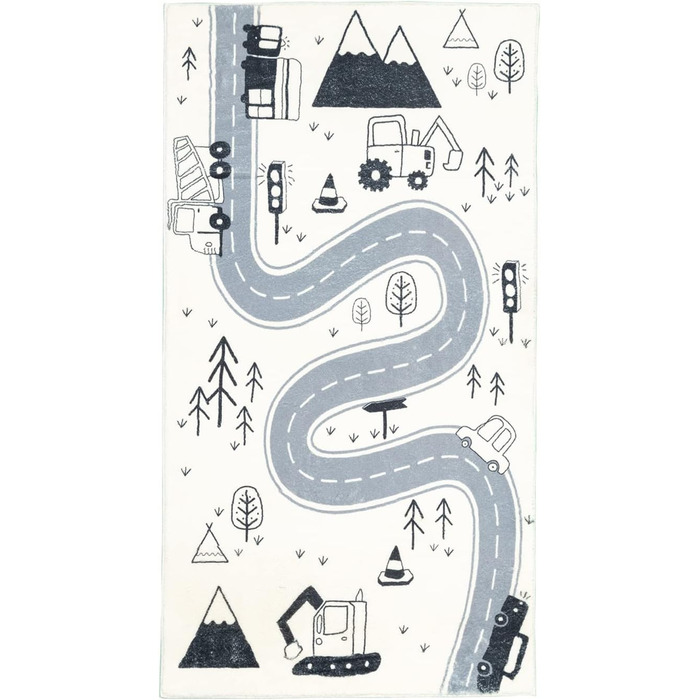 ФРААІ Ігровий килимок для дому та життя - Dex Road синій - 120x170см - Сучасний - Дитяча кімната - Хлопчики - Дівчатка - Килим (80 x 150 см, Чорний, Чорний/Білий, Кремовий)