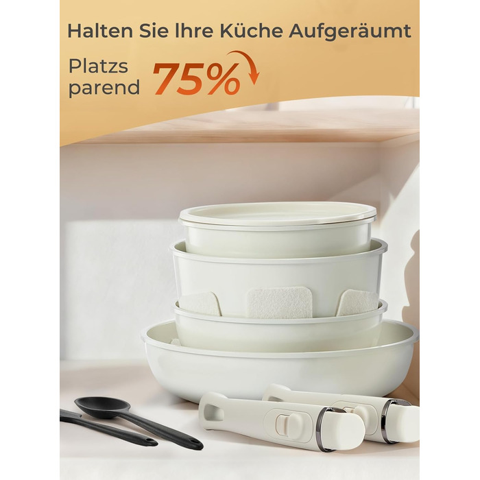 Набір посуду 17 предметів з антипригарним покриттям, індукційний, з керамічним покриттям, сумісний з духовкою, безпечний для миття в посудомийній машині, без PFOA/PFOS