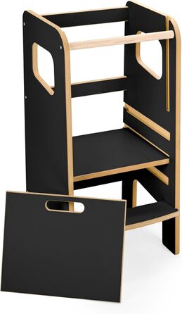 Дитячий навчальний стільчик Монтессорі з перекладиною – білий кухонний помічник, підставка для малюків, безпечна та надійна, з фіксатором, регульована висота, улюблець батьків, сучасний та стійкий Model 4 - Білий (Model 4 - Чорний)