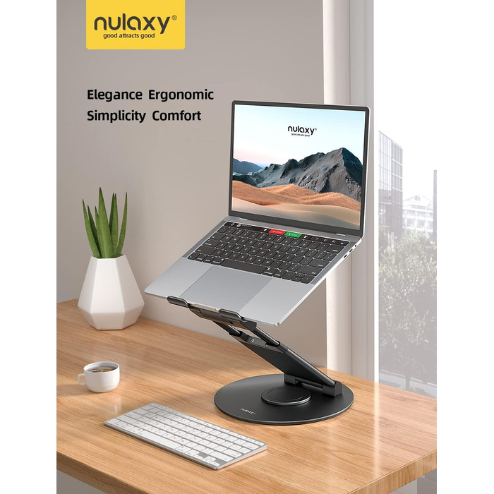 Підставка для ноутбука NULAXY регульована, 360° обертання, сіра (B-Schwarz), сумісна з MacBook та іншими ноутбуками 10-17