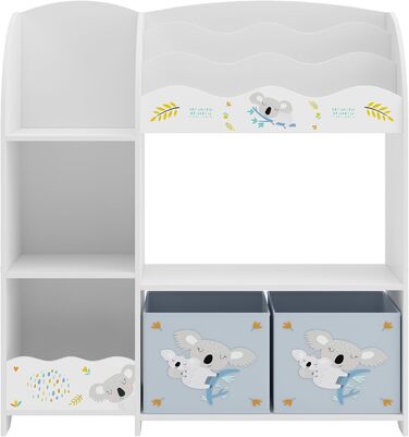 Дитяча полиця для іграшок Lysekil від en.casa з 2 ящиками для зберігання, 100 x 93 x 30 см, мотив коала