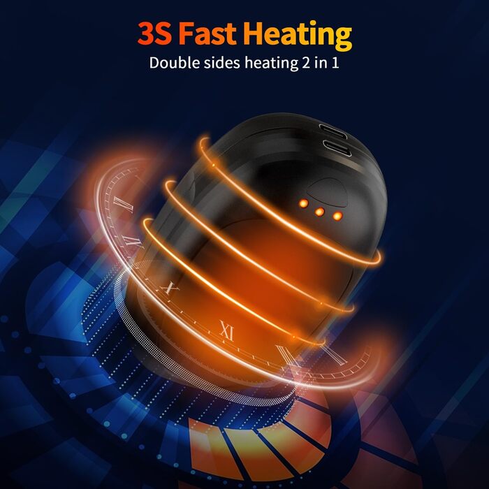 Електричні грілки для рук, 2 шт. - багаторазові, з 3 режимами нагріву, для дітей та дорослих, чорного кольору