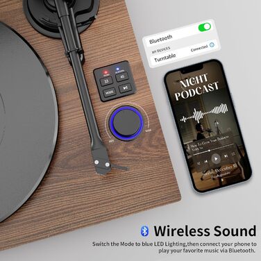 HiFi вініловий програвач Bluetooth USB з динаміками, стереосистема з регульованим противагою, магнітним картриджем та RCA виходом